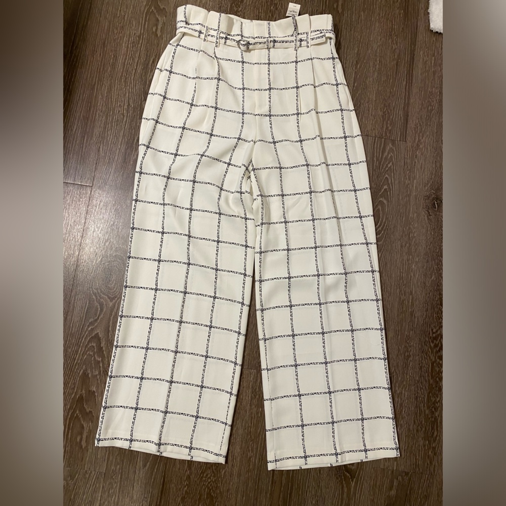 Express white/black wide leg trousers